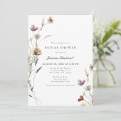 Wilde Blume Wasserfarbe Brautdusche Einladung (Stehend Vorderseite)