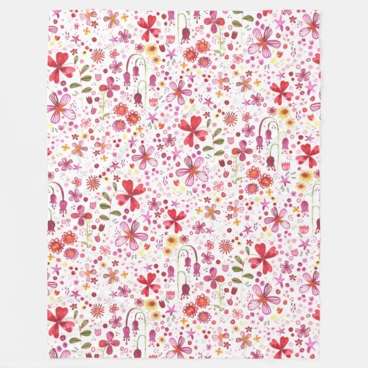 Wilde Blume Wasserfarbe Fleecedecke (Vorderseite)