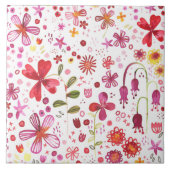 Wilde Blume Wasserfarbe Fliese (Vorderseite)