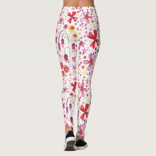 Wilde Blume Wasserfarbe Leggings (Rückseite)
