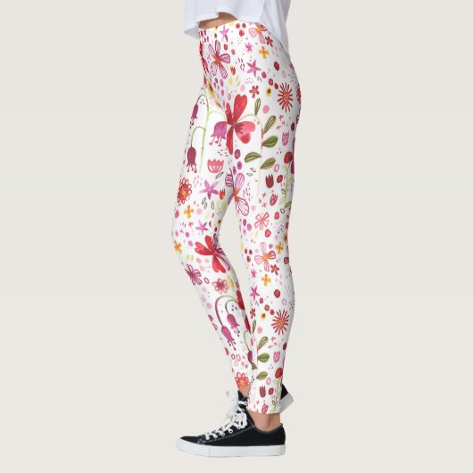 Wilde Blume Wasserfarbe Leggings (Links)
