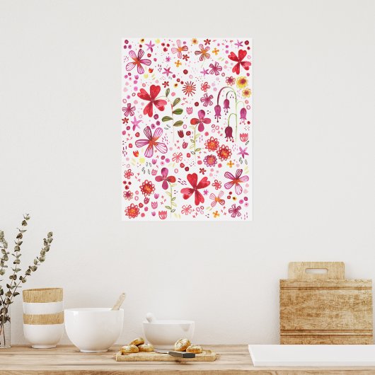Wilde Blume Wasserfarbe Poster (Küche)