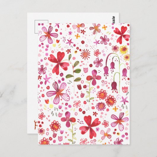 Wilde Blume Wasserfarbe Postkarte (Vorne/Hinten)