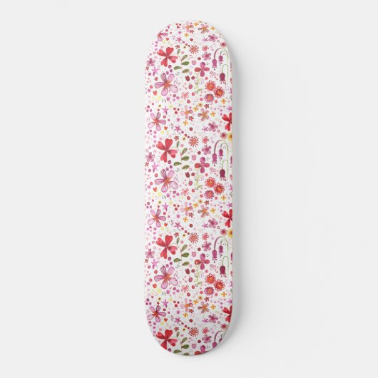 Wilde Blume Wasserfarbe Skateboard (Vorderseite)