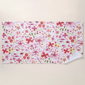 Wilde Blume Wasserfarbe Strandtuch (Vorderseite)