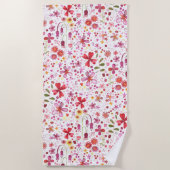 Wilde Blume Wasserfarbe Strandtuch (Vorderseite)