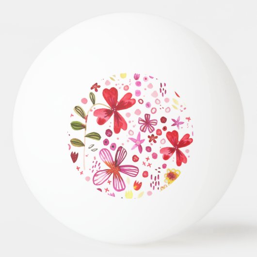 Wilde Blume Wasserfarbe Tischtennisball (Rückseite)