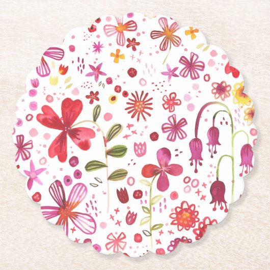 Wilde Blume Wasserfarbe Untersetzer (Vorderseite)