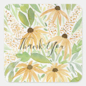 Wilde Blume Wasserfarben Sonnenblumen Quadratischer Aufkleber (Vorderseite)