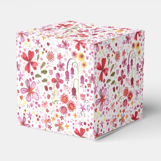 Wilde Blume Watercolor Hochzeit Geschenkschachtel (Rückseite)