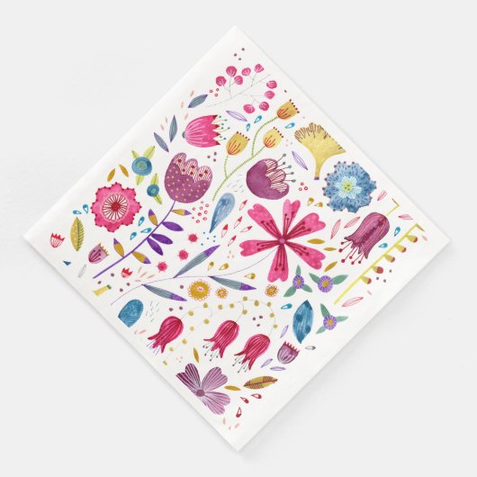 Wilde Blume Watercolor Napkin Serviette (Ecke)