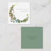 Wilde Blume Watercolor Quadratische Visitenkarte (Vorne/Hinten)