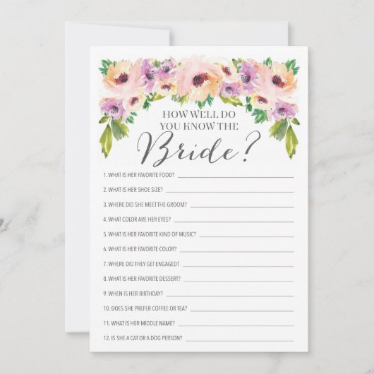 Wilde Blume, wie gut Sie das Bride-Spiel kennen (Vorderseite)