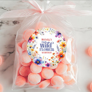 Wilde Blume Wild One 1. Geburtstag Runder Aufkleber