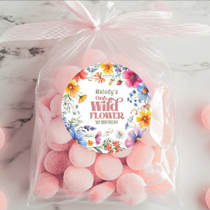 Wilde Blume Wild One 1. Geburtstag Runder Aufkleber