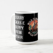 Wilde Blume & Wilde Pferde Ein Atemberaubender Tri Kaffeetasse (Vorderseite Links)
