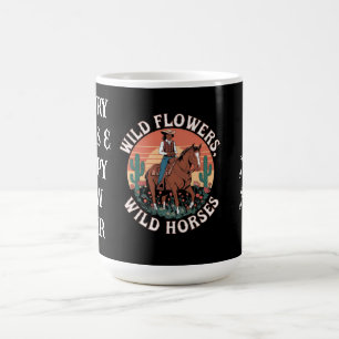 Wilde Blume & Wilde Pferde Ein Atemberaubender Tri Kaffeetasse
