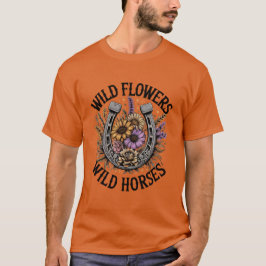 Wilde Blume Wilde Pferde T-Shirt