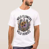 Wilde Blume Wilde Pferde T-Shirt (Vorderseite)