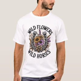 Wilde Blume Wilde Pferde T-Shirt