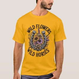 Wilde Blume Wilde Pferde T-Shirt