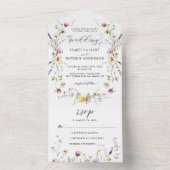 Wilde Blume Wreath Boho Boho Botanische Hochzeit All In One Einladung (Innen Boden)