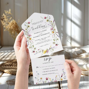 Wilde Blume Wreath Boho Boho Botanische Hochzeit All In One Einladung