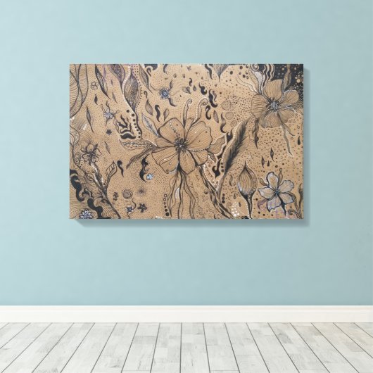 Wilde Blume zeichnend Leinwanddruck (Insitu (Holzboden))