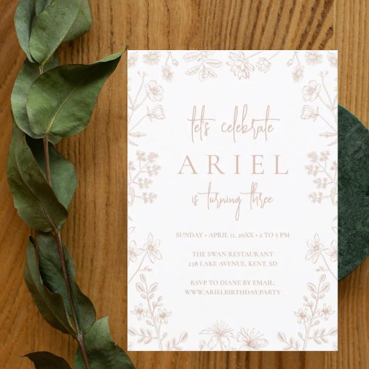 Wilde Blume zeichnend niedliche Blumenmädchen zum  Einladung