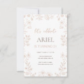 Wilde Blume zeichnend niedliche Blüte 21. Geburtst Einladung (Vorderseite)