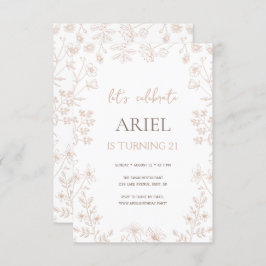 Wilde Blume zeichnend niedliche Blüte 21. Geburtst Einladung