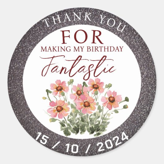 Wilde Blume zum Geburtstag Runder Aufkleber (Vorderseite)