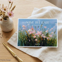 Wilde-Blumen-Acryl-Kunst Save-the-Date-Postkarte