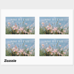 Wilde-Blumen-Acryl-Kunst Save-the-Date-Postkarte Rechteckiger Aufkleber