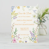 Wilde Blumen Aquarell Blumen Save the Date Karte (Stehend Vorderseite)