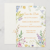 Wilde Blumen Aquarell Blumen Save the Date Karte (Vorne/Hinten)