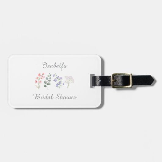 Wilde Blumen Aquarell Boho Brautparty Gepäckanhänger (Vorderseite horizontal)