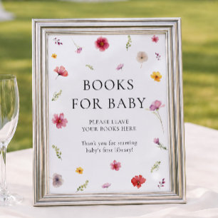 Wilde Blumen Baby Shower Bücher für Baby  Poster
