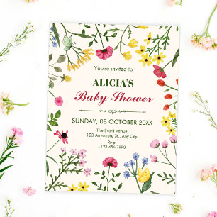 Wilde Blumen Baby Shower Einladung