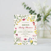 Wilde Blumen Baby Shower Einladung (Stehend Vorderseite)