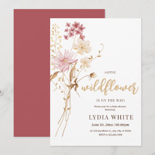 Wilde Blumen Baby Shower Einladung, Minimalistisch Einladung