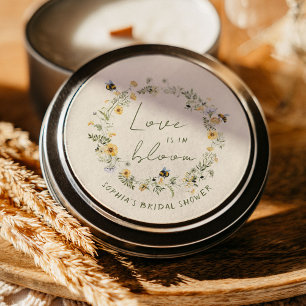 Wilde-Blumen-Biene-Braut-Showersiegel Runder Aufkleber