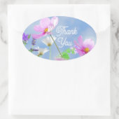 Wilde Blumen Blauer Himmel Danke Ovaler Aufkleber (Tasche)
