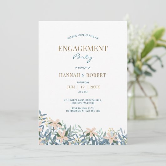 Wilde-Blumen-Boho-Hochzeitseinladung Einladung (Stehend Vorderseite)