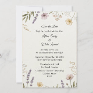 Wilde Blumen Botanische Wiese Save the Date Einlad Einladung