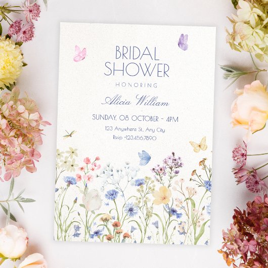 Wilde Blumen Braut Hochzeitsdusche Einladung