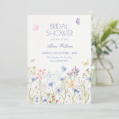 Wilde Blumen Braut Hochzeitsdusche Einladung (Stehend Vorderseite)