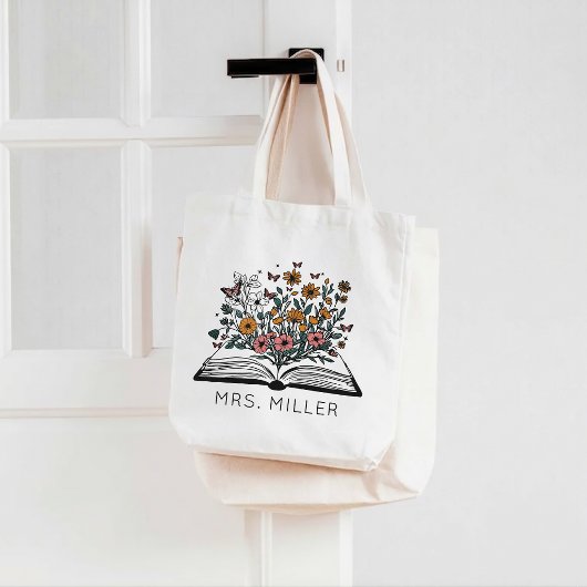 Wilde-Blumen-Buch-Geschenk für Lehrer-Dankbarkeit Tragetasche