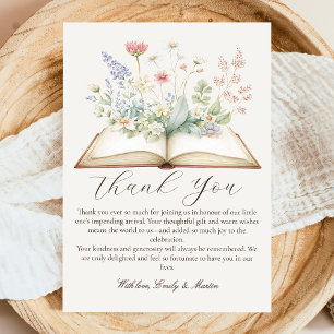 Wilde-Blumen-Buch-Thema-Baby-Shower-Dankeskarten Dankeskarte