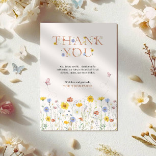 Wilde Blumen Bunte Babyparty Dankeskarte
